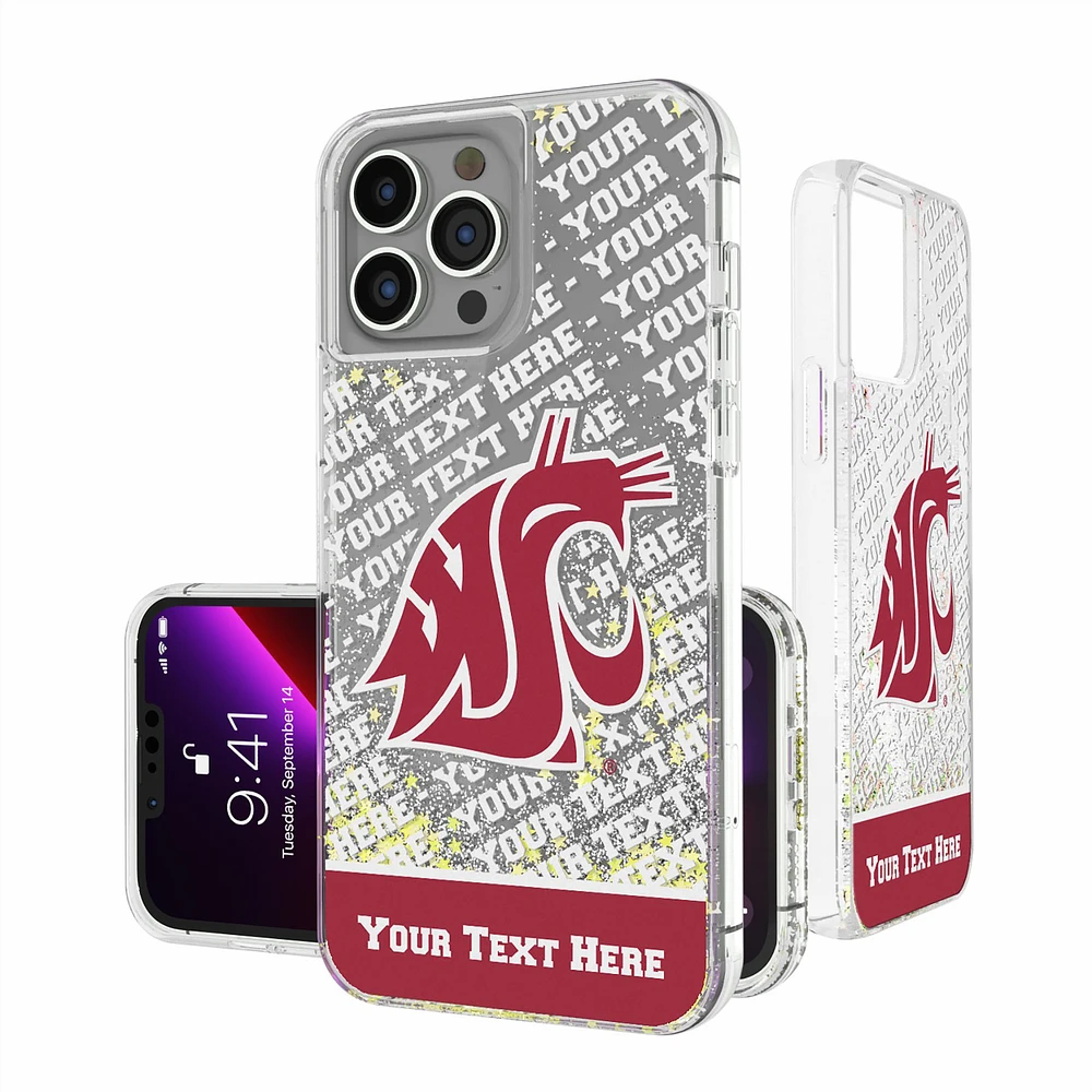 Washington State Cougars iPhone Endzone Personalized Glitter Case