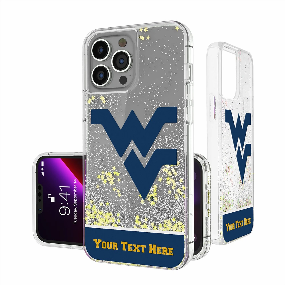 West Virginia Mountaineers iPhone Endzone Personalized Glitter Case