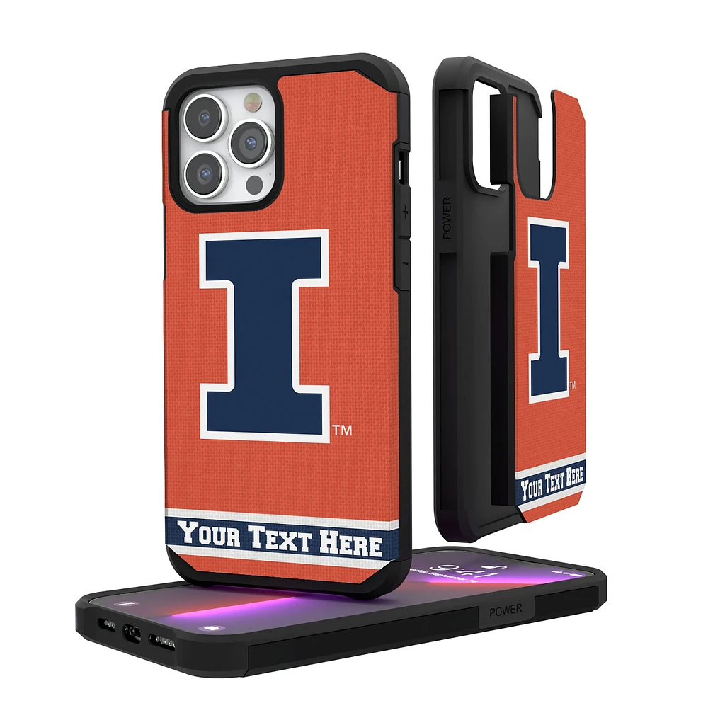 Illinois Fighting Illini iPhone Stripe Personalized Rugged Case
