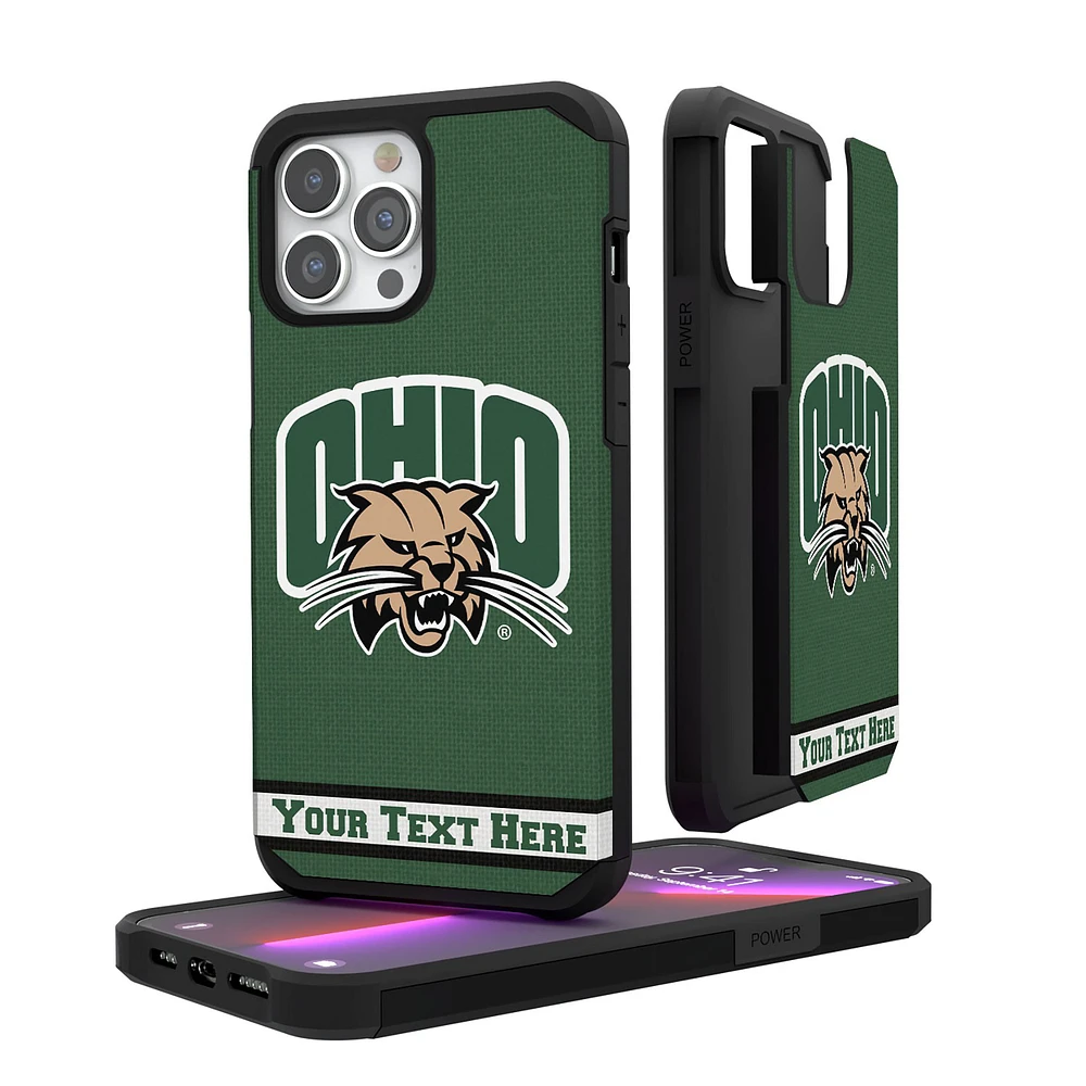 Ohio Bobcats iPhone Stripe Personalized Rugged Case