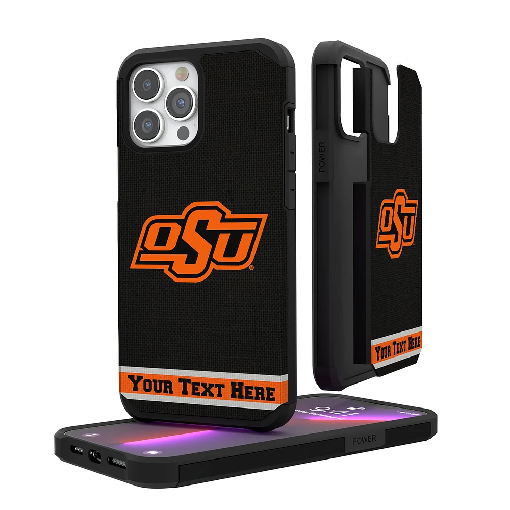 Oklahoma State Cowboys iPhone Stripe Personalized Rugged Case