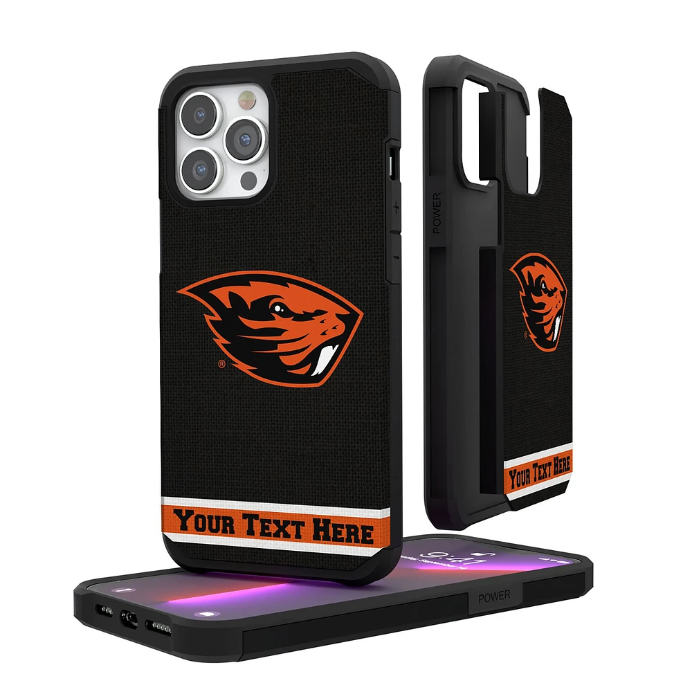 Oregon State Beavers iPhone Stripe Personalized Rugged Case