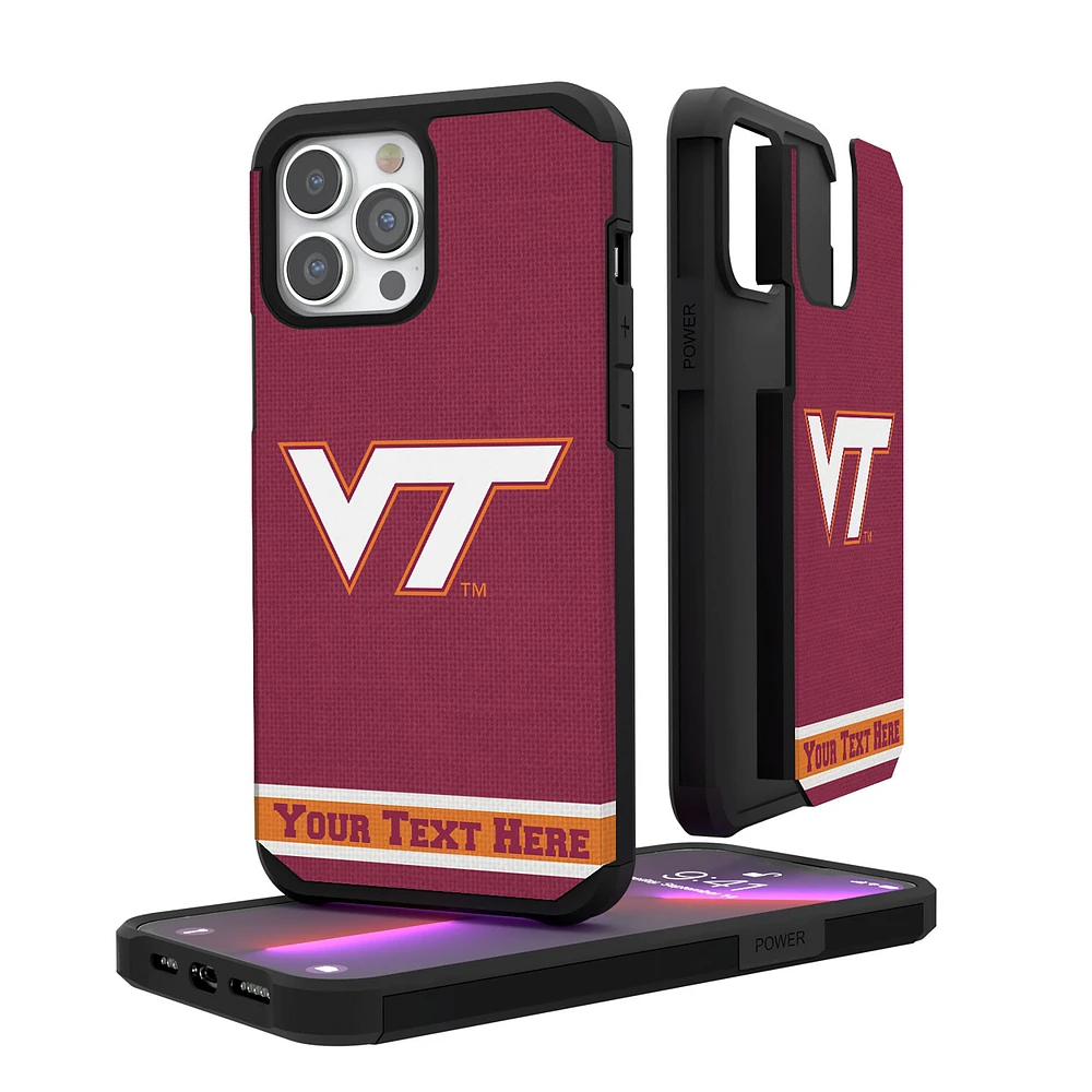 Virginia Tech Hokies iPhone Stripe Personalized Rugged Case