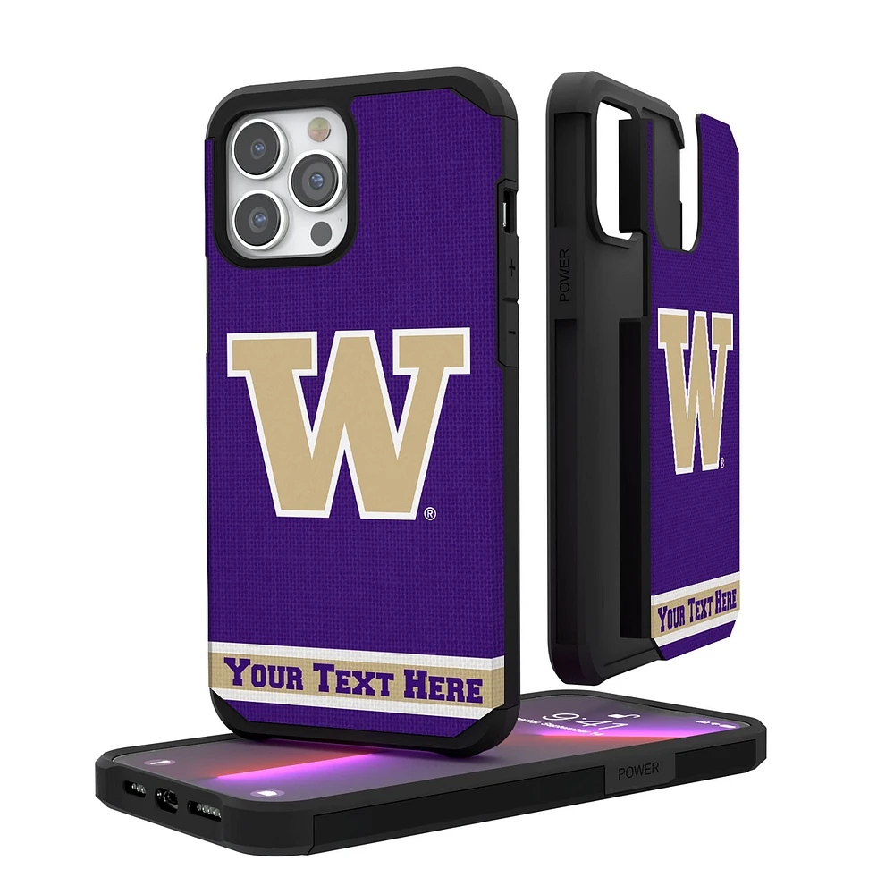 Washington Huskies iPhone Stripe Personalized Rugged Case