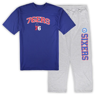 Men's Concepts Sport Royal/Heather Gray Philadelphia 76ers Big & Tall Top and Pajama Pants Sleep Set