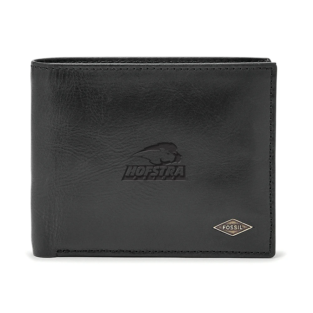 Men's Fossil Black Hofstra University Pride Leather Ryan RFID Passcase Wallet
