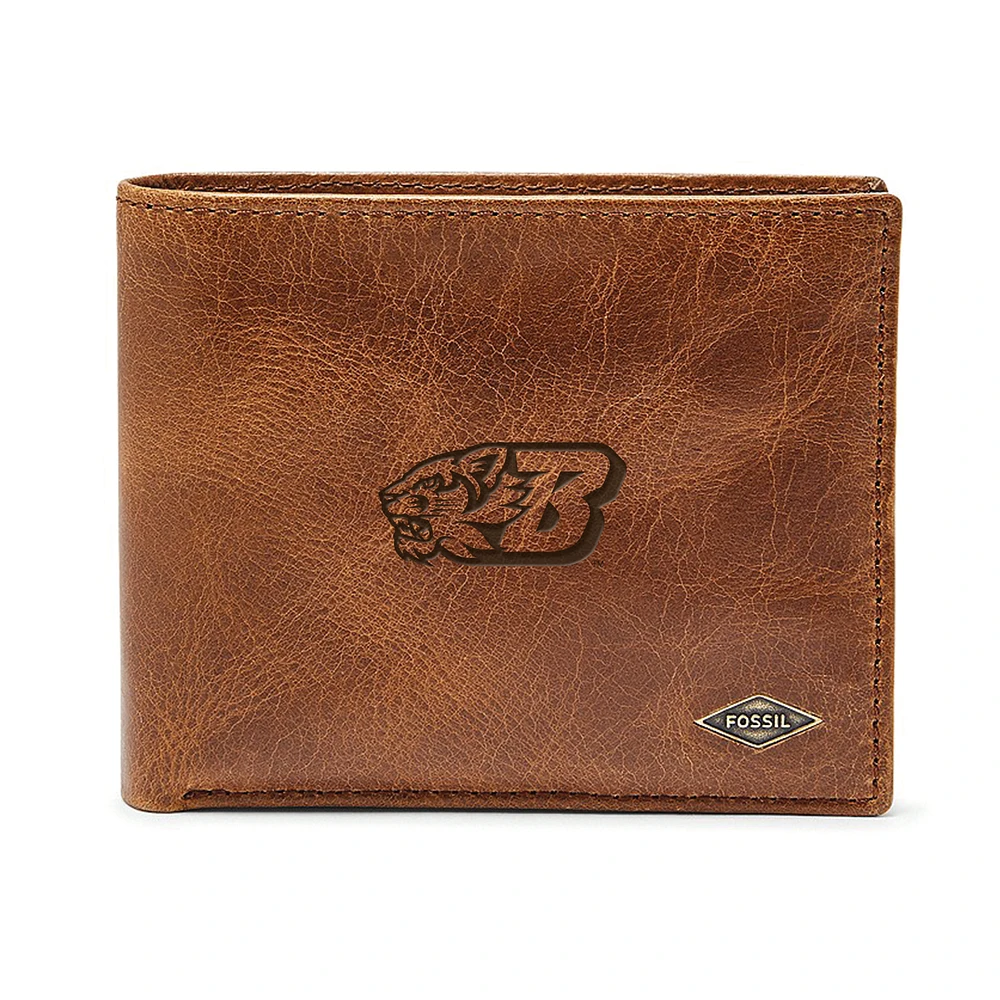 Men's Fossil Brown Binghamton Bearcats Leather Ryan RFID Passcase Wallet