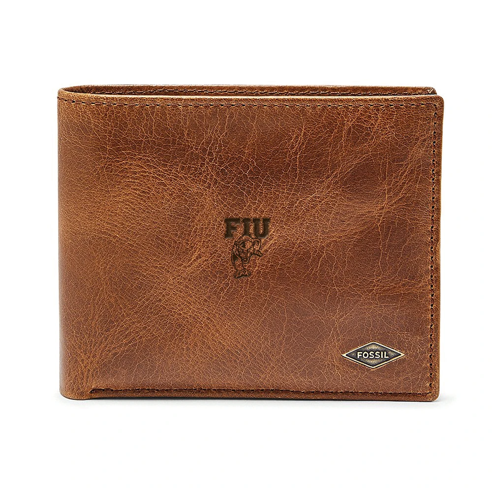 Men's Fossil Brown FIU Panthers Leather Ryan RFID Passcase Wallet