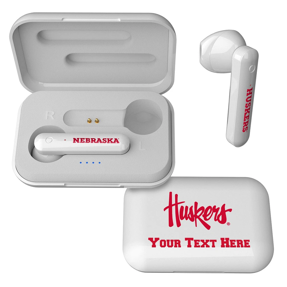 Nebraska Huskers Secondary Logo Personalized True Wireless Earbuds