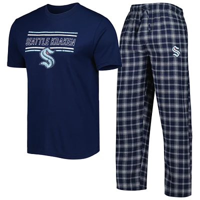 Men's Concepts Sport Navy/Gray Seattle Kraken Badge Top & Pants Sleep Set