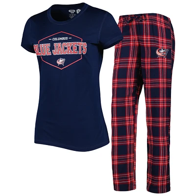 Women's Concepts Sport Navy/Red Columbus Blue Jackets Badge Top & Pants Sleep Set