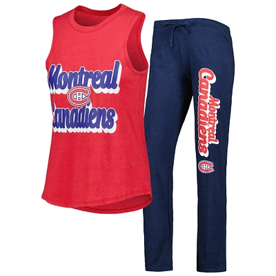 Women's Concepts Sport Heather Red/Heather Navy Montreal Canadiens Meter Muscle Tank Top & Pants Sleep Set