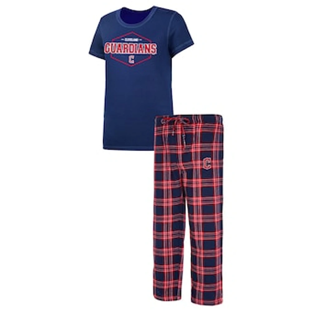 Women's Concepts Sport Navy/Red Cleveland Guardians Badge Top & Pajama Pants Sleep Set