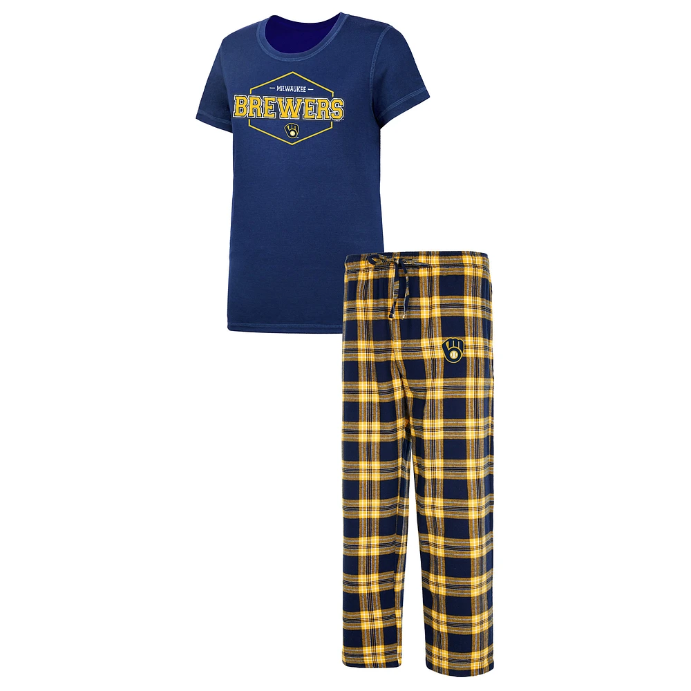 Women's Concepts Sport Navy/Gold Milwaukee Brewers Badge Top & Pajama Pants Sleep Set