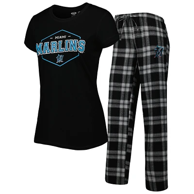 Women's Concepts Sport Black/Gray Miami Marlins Badge Top & Pajama Pants Sleep Set