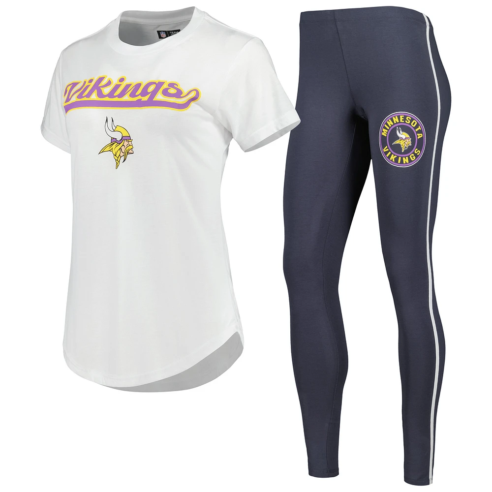 Women's Concepts Sport White/Charcoal Minnesota Vikings Sonata Top & Leggings Sleep Set