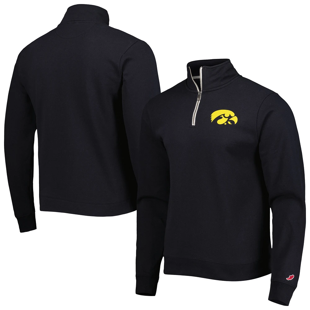 Men's League Collegiate Wear Black Iowa Hawkeyes Stack Essential Lightweight Fleece Quarter-Zip Sweatshirt