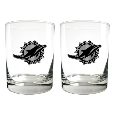 Miami Dolphins 15oz. Legacy Rocks Glass Set
