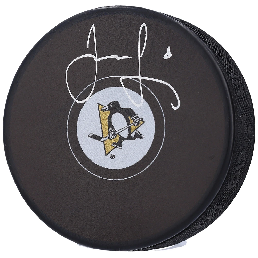 Jaromir Jagr Pittsburgh Penguins Autographed Logo Hockey Puck