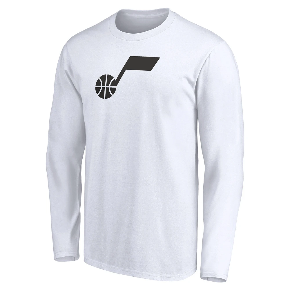 Men's White Utah Jazz Primary Logo Team Long Sleeve T-Shirt