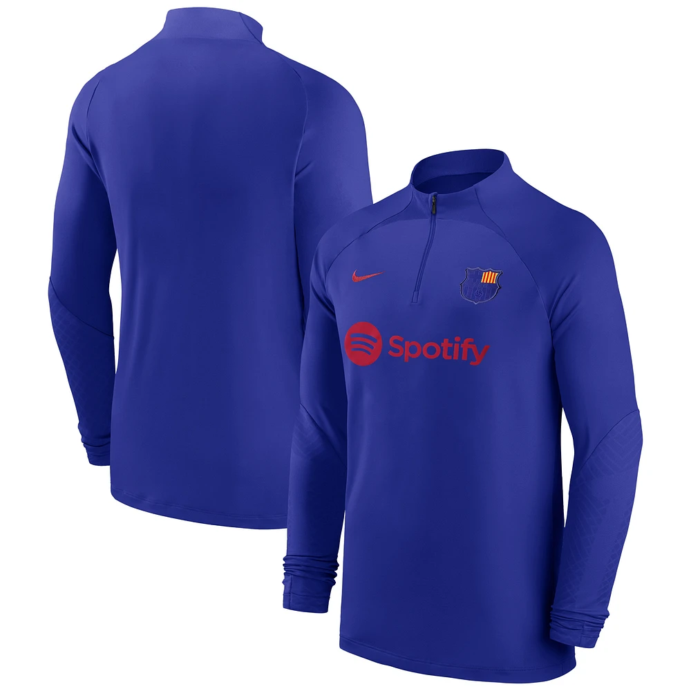 Men's Nike Blue Barcelona 2022/23 Strike Drill Performance Quarter-Zip Long Sleeve Top