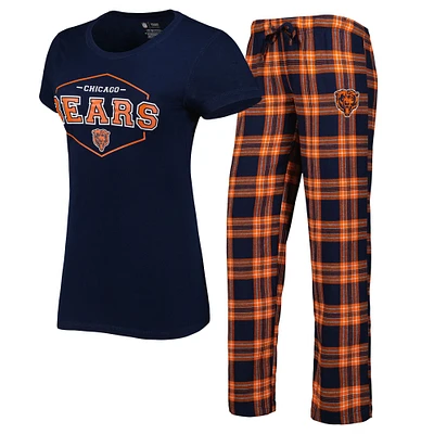 Women's Concepts Sport Navy/Orange Chicago Bears Badge Top & Pants Sleep Set
