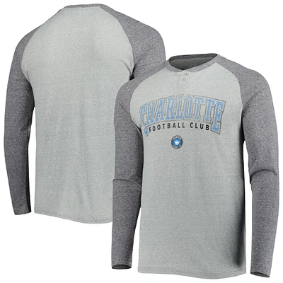 Men's Concepts Sport Heathered Gray/Heathered Charcoal Charlotte FC Ledger Raglan Long Sleeve Top