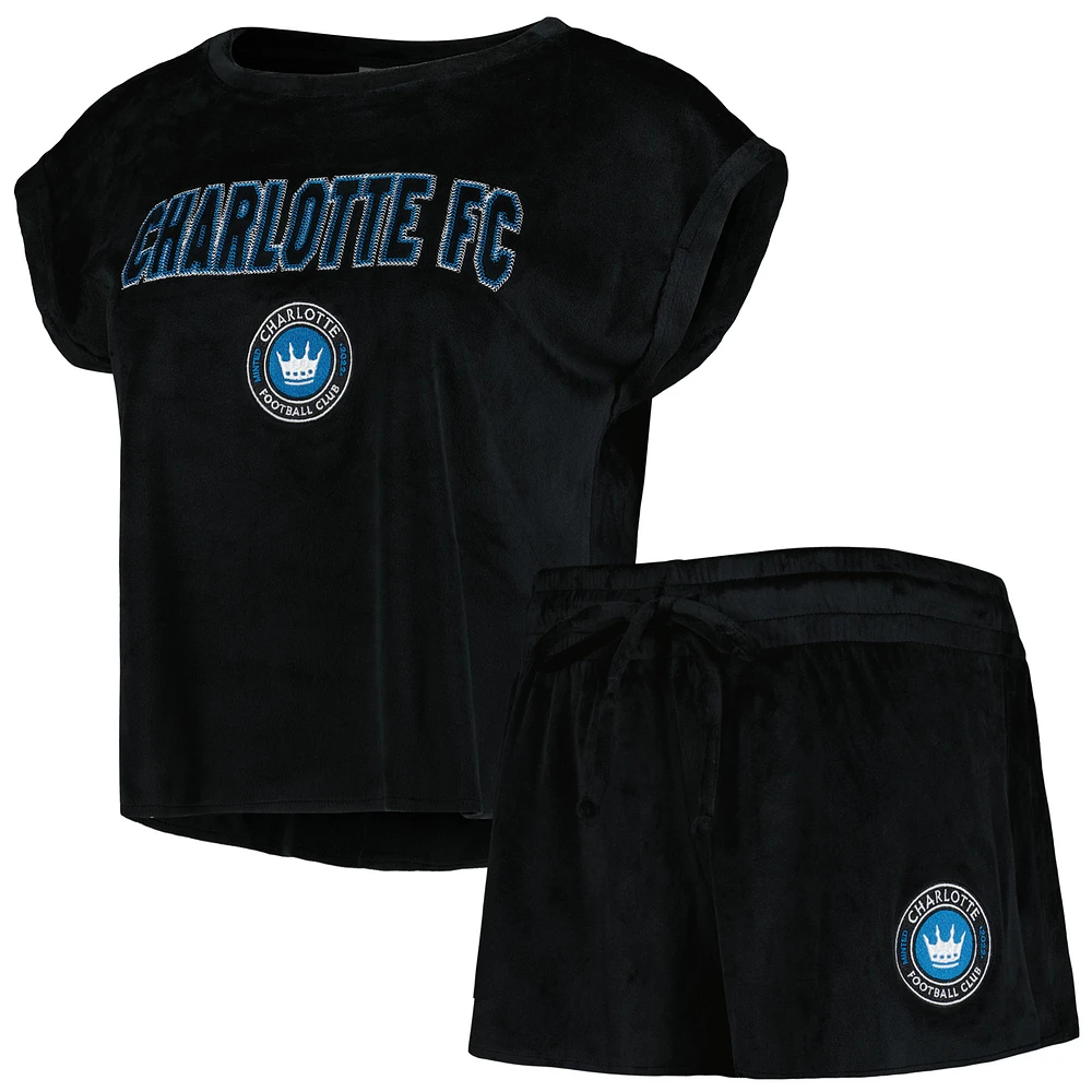 Women's Concepts Sport Black Charlotte FC Intermission Top and Shorts Sleep Set