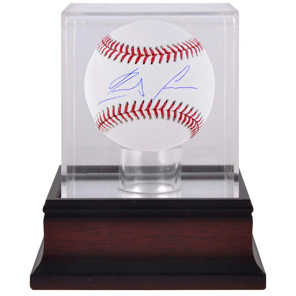 Ronald Acuna Jr. Atlanta Braves Autographed Baseball & Mahogany Baseball Display Case