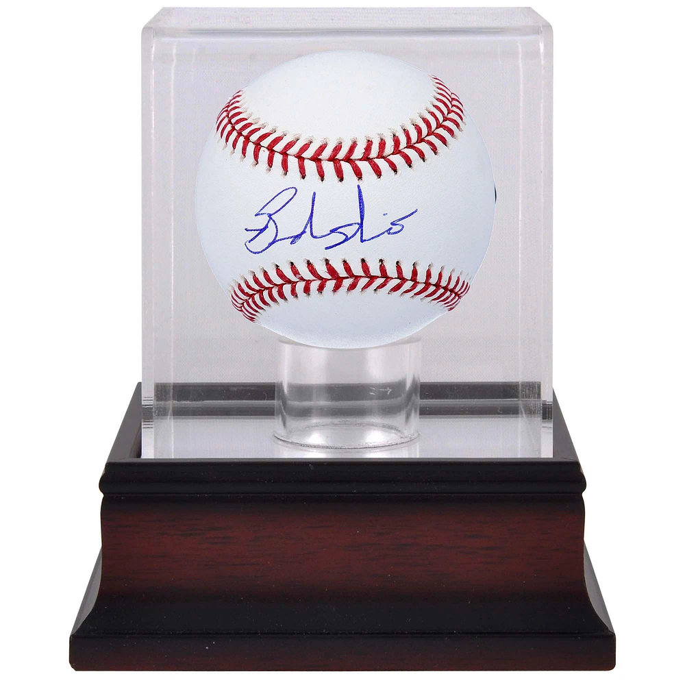 Brandon Nimmo New York Mets Autographed Baseball & Mahogany Baseball Display Case