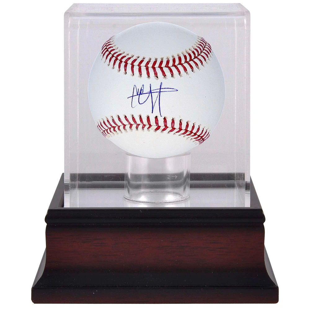 CC Sabathia New York Yankees Autographed Baseball & Mahogany Baseball Display Case