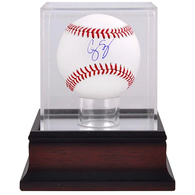 Corey Seager Texas Rangers Autographed Baseball & Mahogany Baseball Display Case