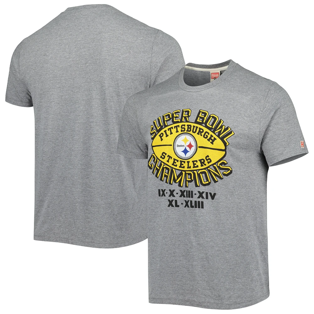 Men's Homage Gray Pittsburgh Steelers Super Bowl Classics Tri-Blend T-Shirt