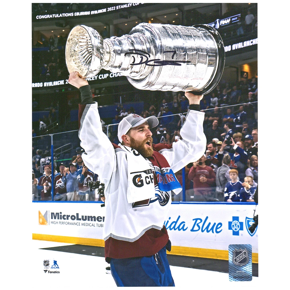 Devon Toews Colorado Avalanche Autographed 2022 Stanley Cup Champions 8" x 10" Raising Cup Photograph