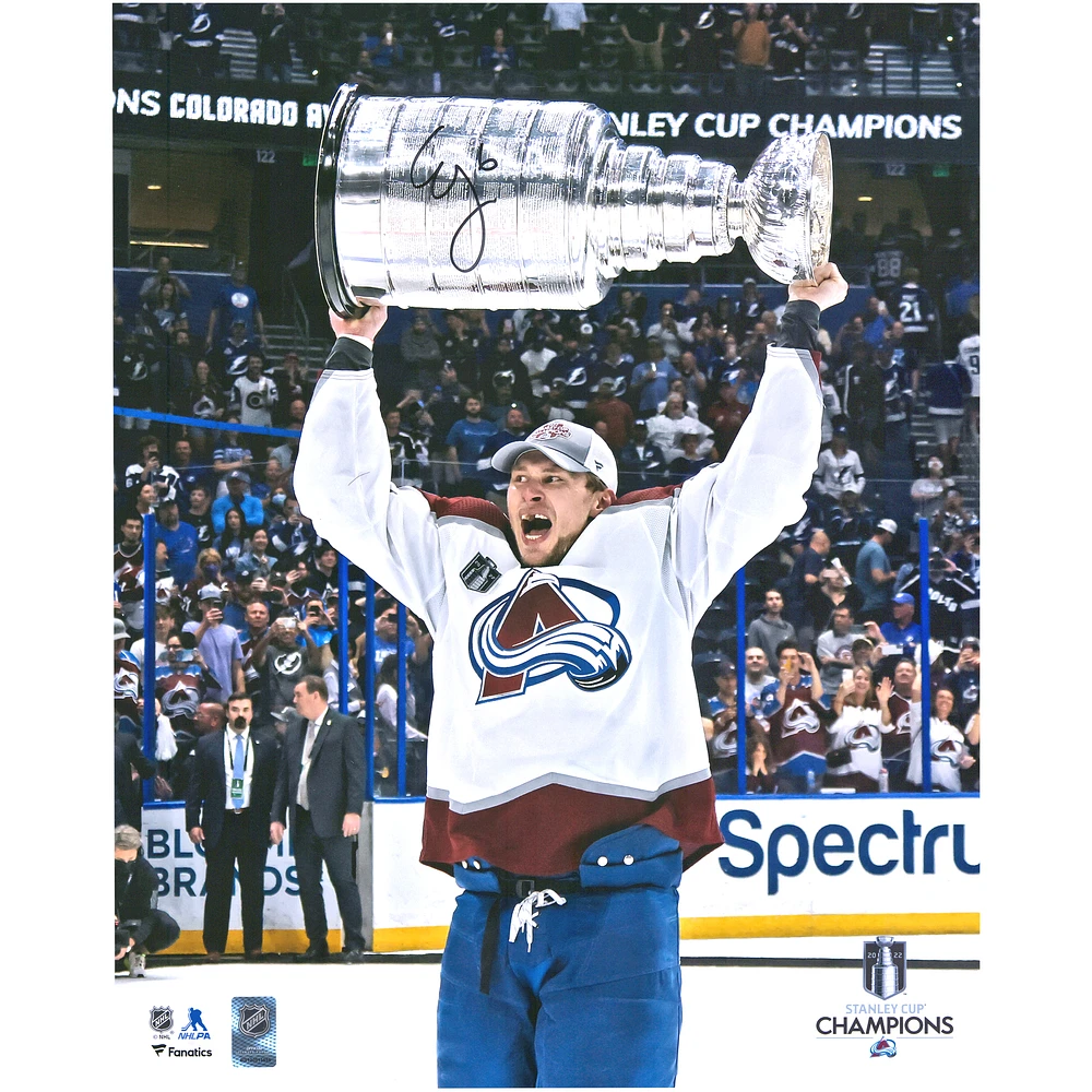 Erik Johnson Colorado Avalanche Autographed 2022 Stanley Cup Champions 16" x 20" Raising Cup Photograph