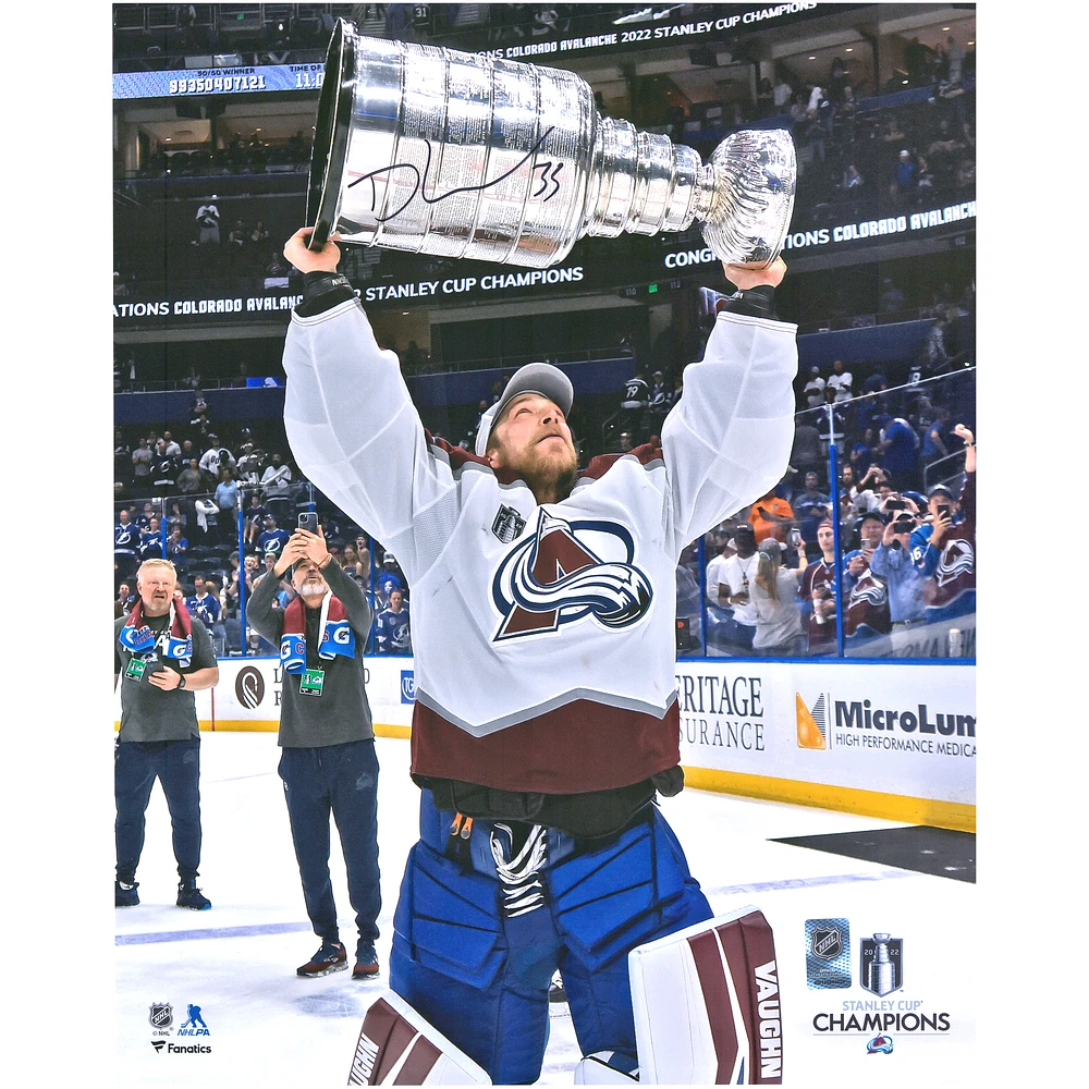 Darcy Kuemper Colorado Avalanche Autographed 2022 Stanley Cup Champions 16" x 20" Raising Cup Photograph