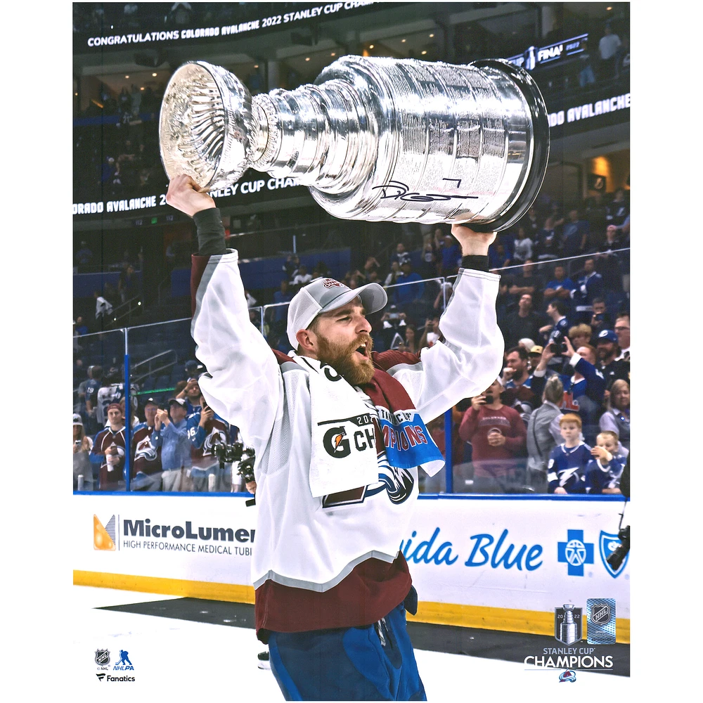 Devon Toews Colorado Avalanche Autographed 2022 Stanley Cup Champions 16" x 20" Raising Cup Photograph