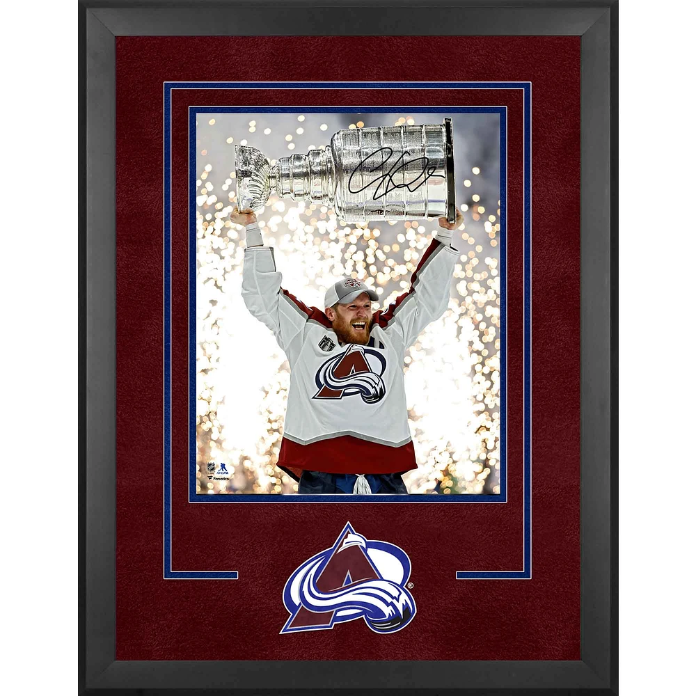 Gabriel Landeskog Colorado Avalanche Autographed Deluxe Framed 2022 Stanley Cup Champions 16" x 20" Raising Cup Photograph