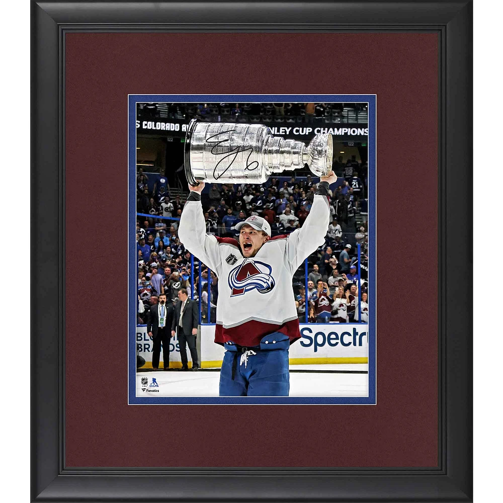 Erik Johnson Colorado Avalanche Autographed Framed 2022 Stanley Cup Champions 8" x 10" Raising Cup Photograph