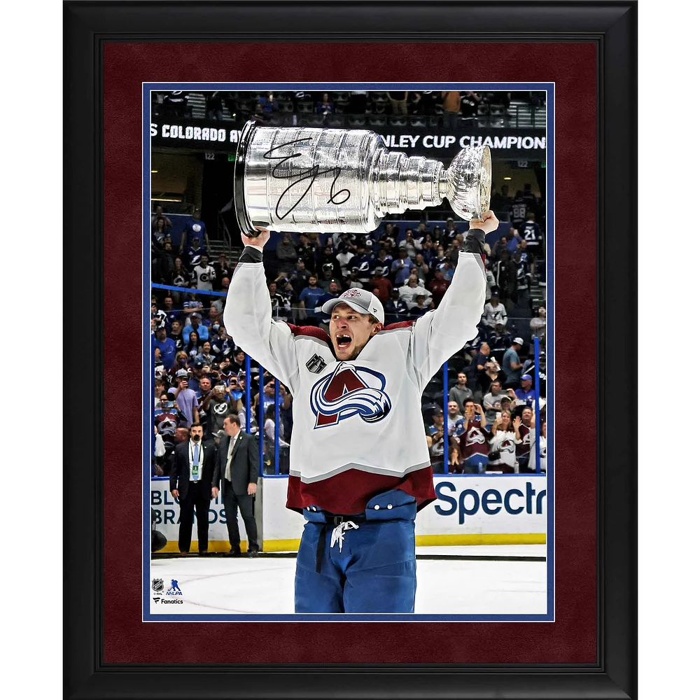 Erik Johnson Colorado Avalanche Autographed Framed 2022 Stanley Cup Champions 16" x 20" Raising Cup Photograph
