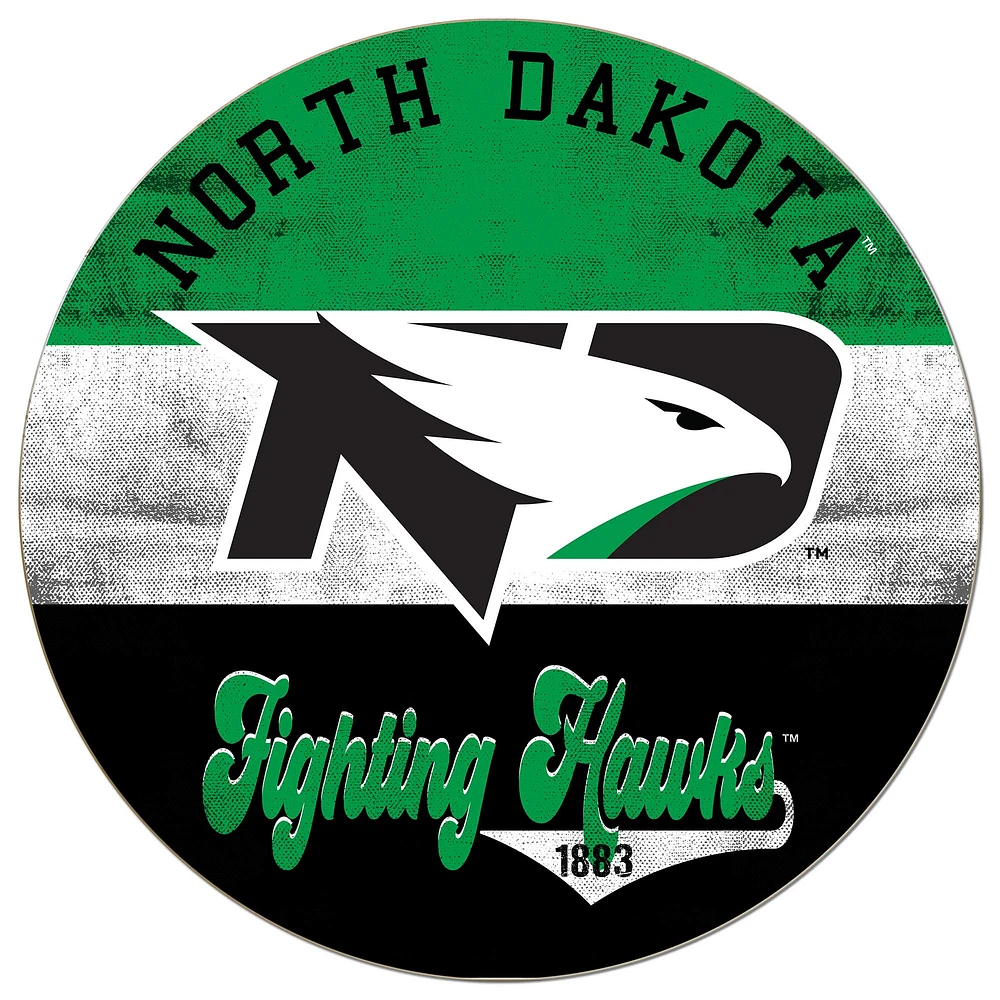 North Dakota 20'' x 20'' Retro Logo Circle Sign