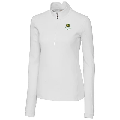 Women's Cutter & Buck White John Deere Classic Traverse Quarter-Zip Pullover Top