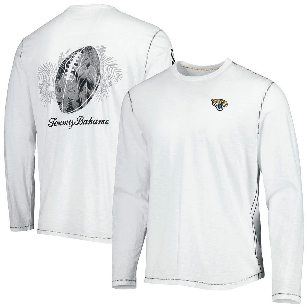 Men's Tommy Bahama White Jacksonville Jaguars Laces Out Billboard Long Sleeve T-Shirt