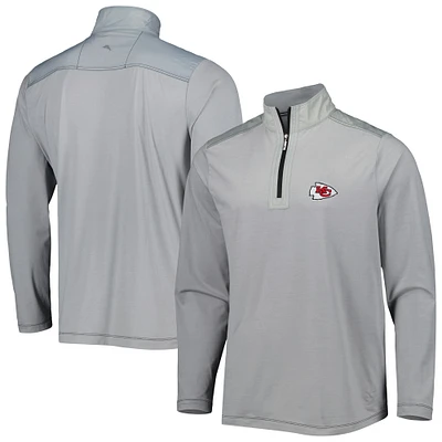Men's Tommy Bahama Gray Kansas City Chiefs On Deck IslandZone Half-Zip Jacket