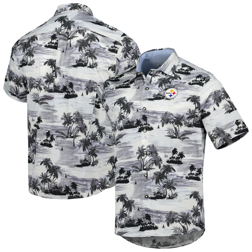 Men's Tommy Bahama Black Pittsburgh Steelers Sport Tropical Horizons Button-Up Shirt