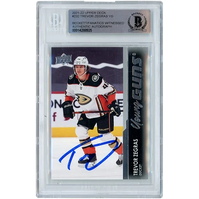 Trevor Zegras Anaheim Ducks Autographed 2021-22 Upper Deck Young Guns #232 Beckett Fanatics Witnessed Authenticated Rookie Card