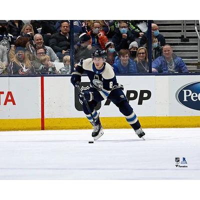 Zach Werenski Columbus Blue Jackets Unsigned Skating with Possession of the Puck Photograph