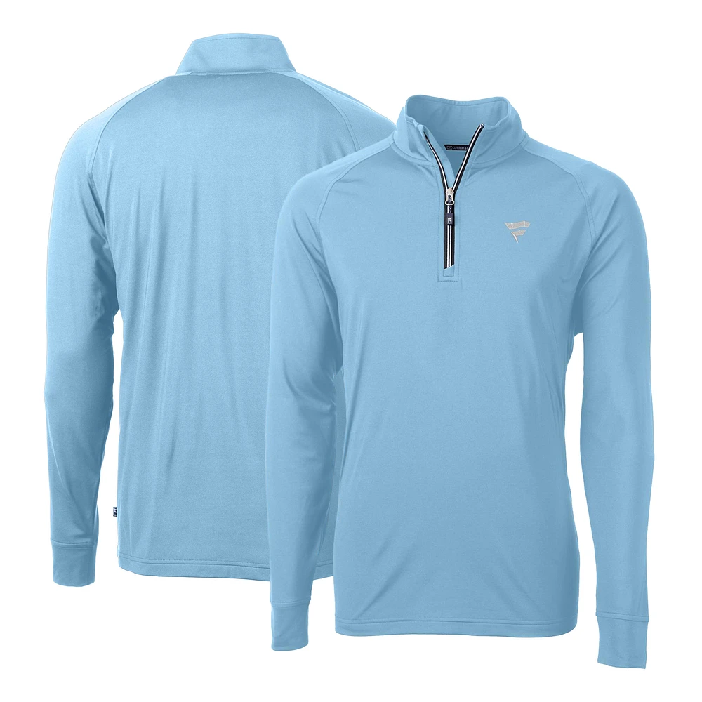 Men's Cutter & Buck Light Blue Fanatics Corporate Adapt Eco Knit Stretch Recycled Quarter-Zip Pullover Top