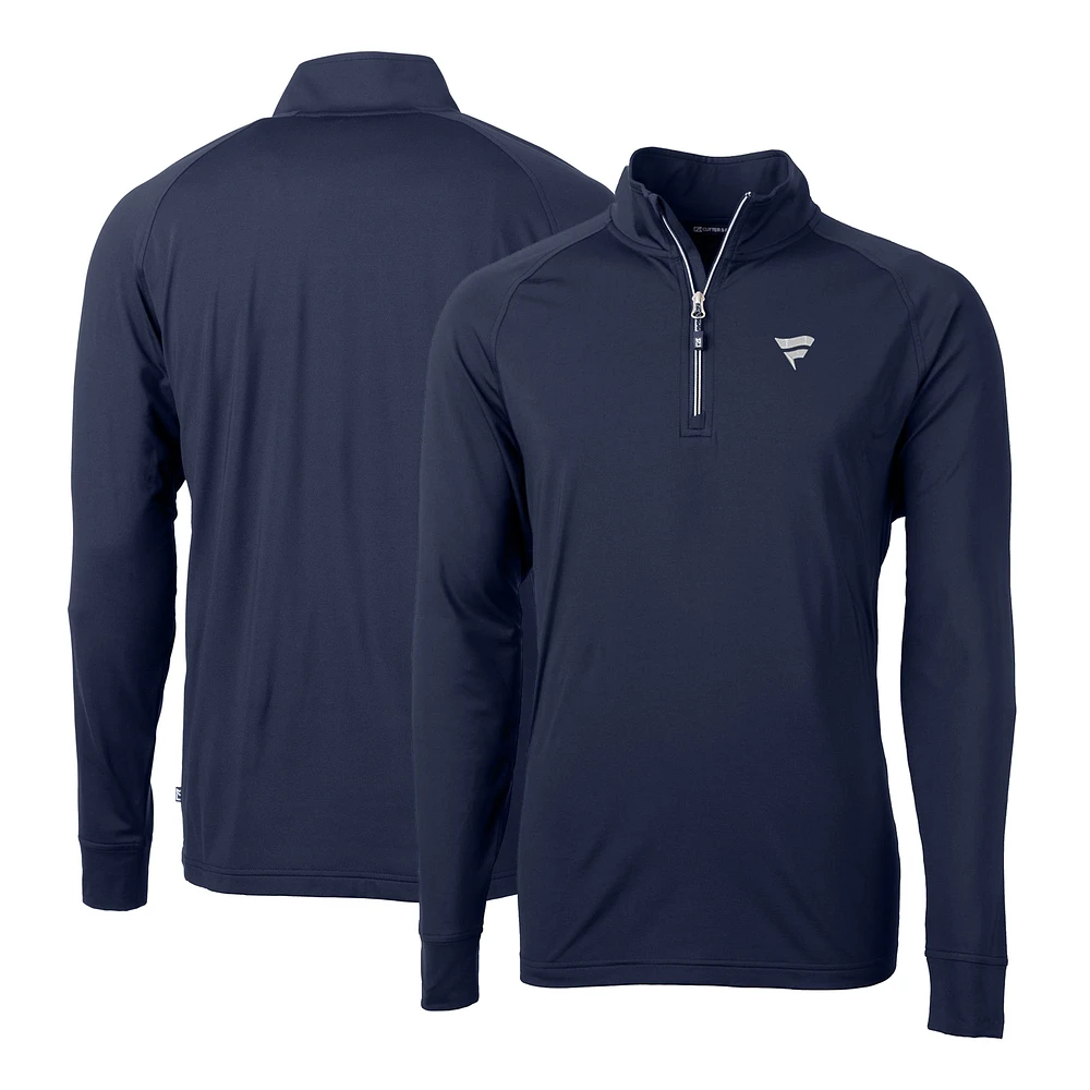 Men's Cutter & Buck Navy Fanatics Corporate Adapt Eco Knit Stretch Recycled Quarter-Zip Pullover Top