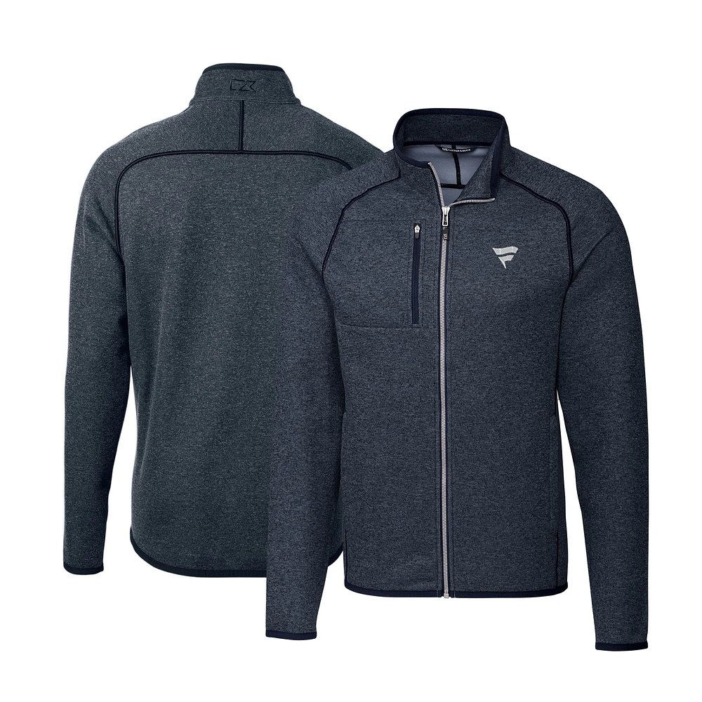 Men's Cutter & Buck Heather Navy Fanatics Corporate Mainsail Sweater Knit Full-Zip Jacket